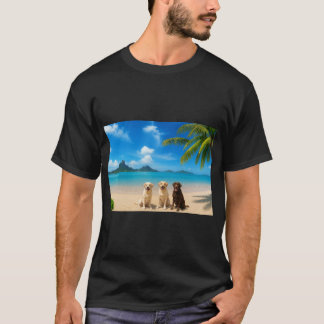 Labs on tropical island t shirt