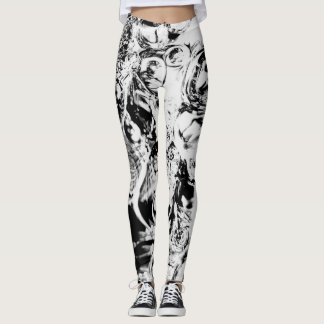 Labyrint Abstrakt Svart Vitt Leggings