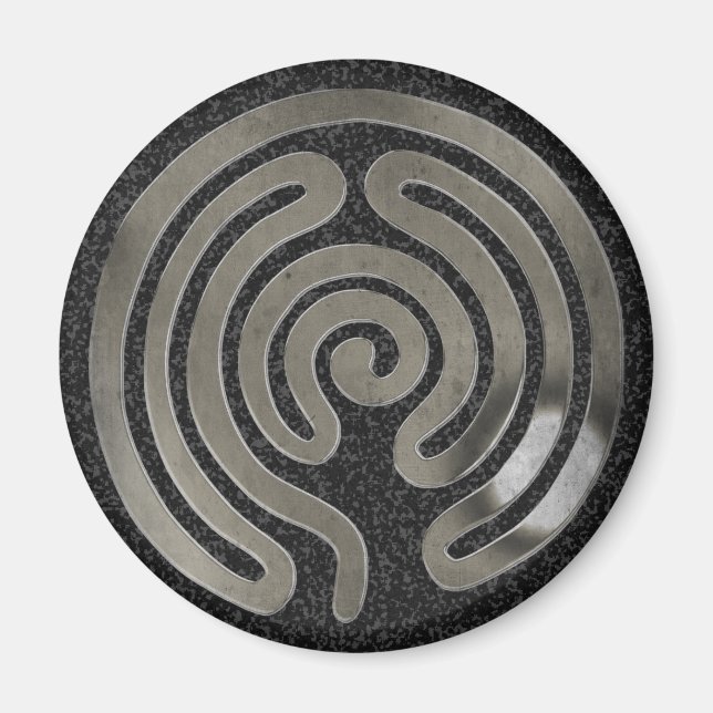 labyrint antique silver | Svart stänk Magnet (Framsidan)