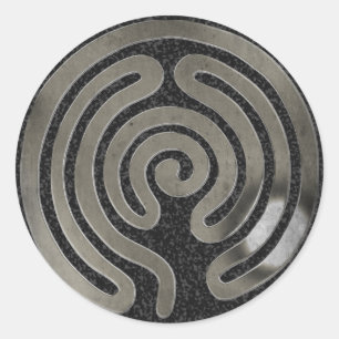 labyrint antique silver   Svart stänk Runt Klistermärke