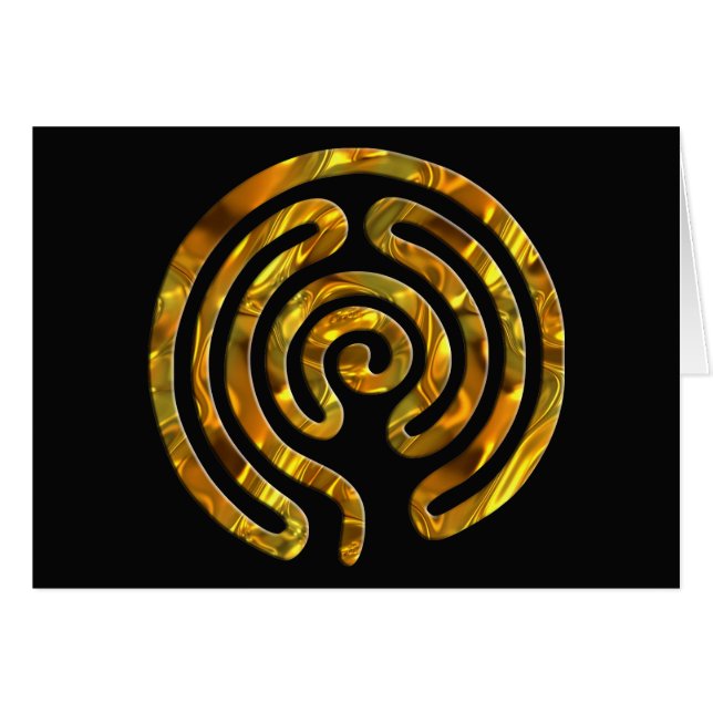 Labyrint GULD | Svart Hälsningskort (Framsidan Horizontal)