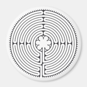 Labyrint-katedralen Chartres Black and White Magnet