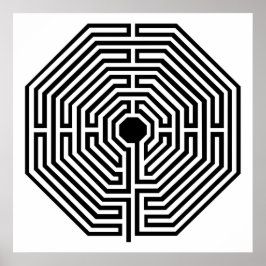 Labyrint Maze-katedral för Amiens Black and White Poster