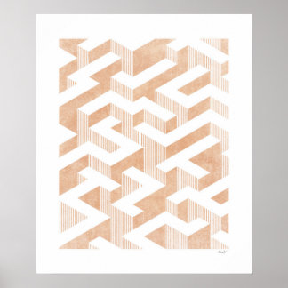 Labyrint Terracotta Art Print Poster