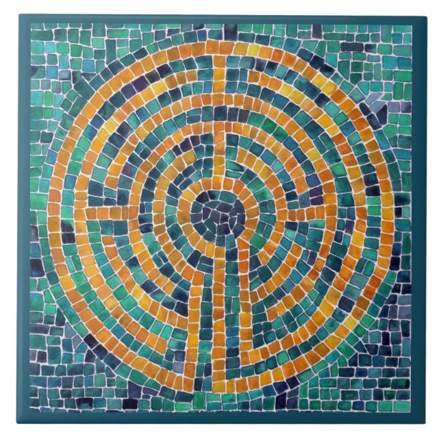 LABYRINTH II 4.25x4.25 Keramiskt plattor - Grönt Kakelplatta (Framsidan)
