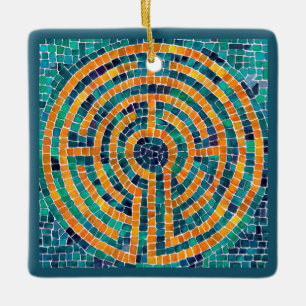 LABYRINTH II Keramisk fyrkantig prydnad Julgransprydnad Keramik