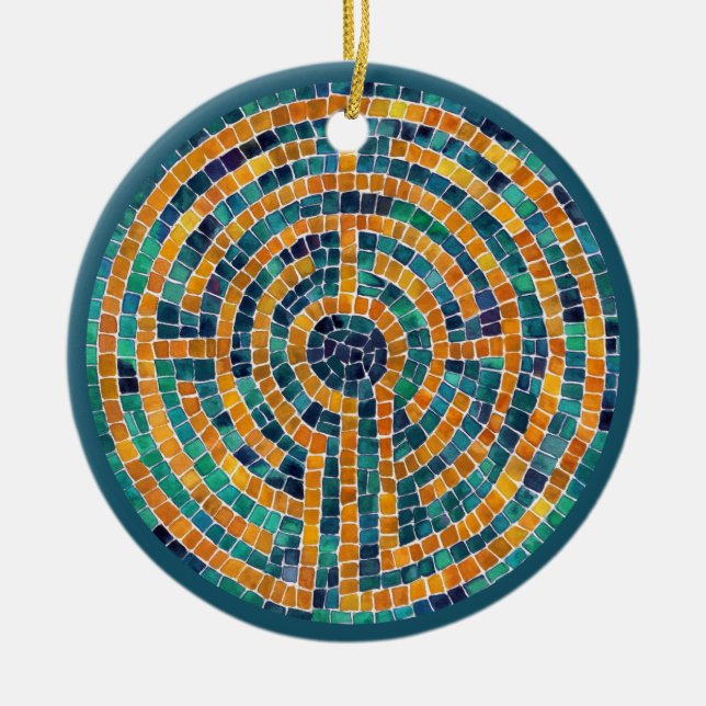 LABYRINTH II Ornament i keramisk cirkel (Framsidan)
