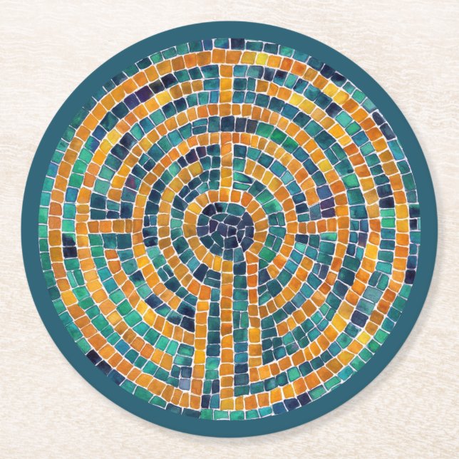 LABYRINTH II Pappersunderlägg - Gröna Underlägg Papper Rund (Framsidan)