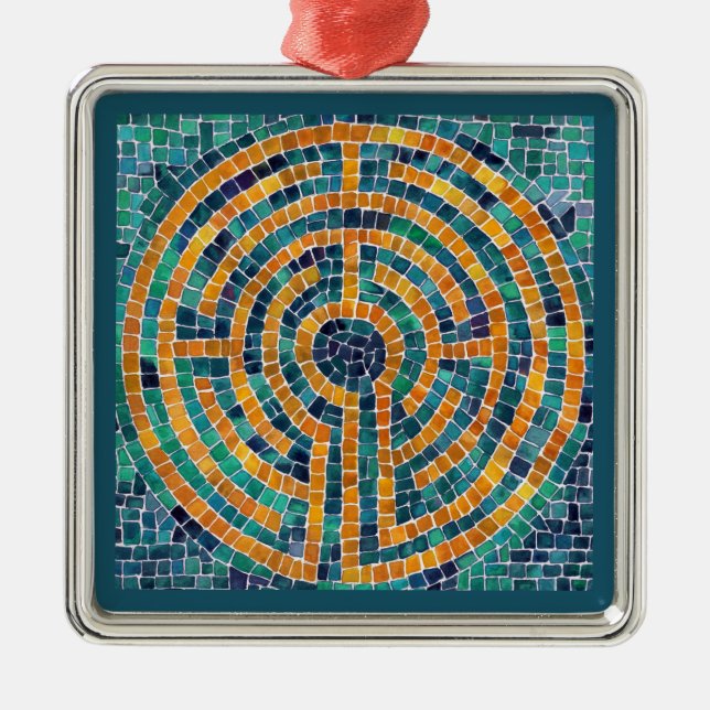 LABYRINTH II Premium fyrkantig prydnad Julgransprydnad Metall (Framsidan)