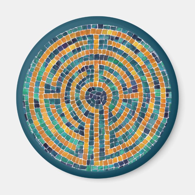 LABYRINTH II Round Magnet - Grönt (Framsidan)