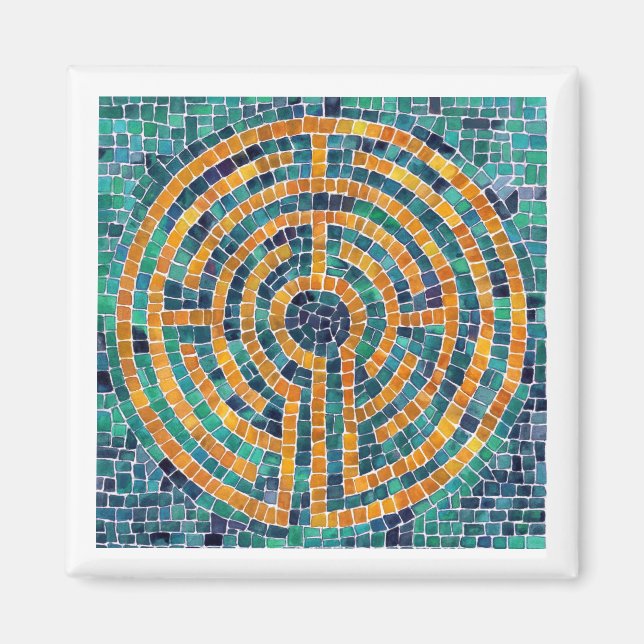 LABYRINTH II Square Magnet - Vit (Framsidan)