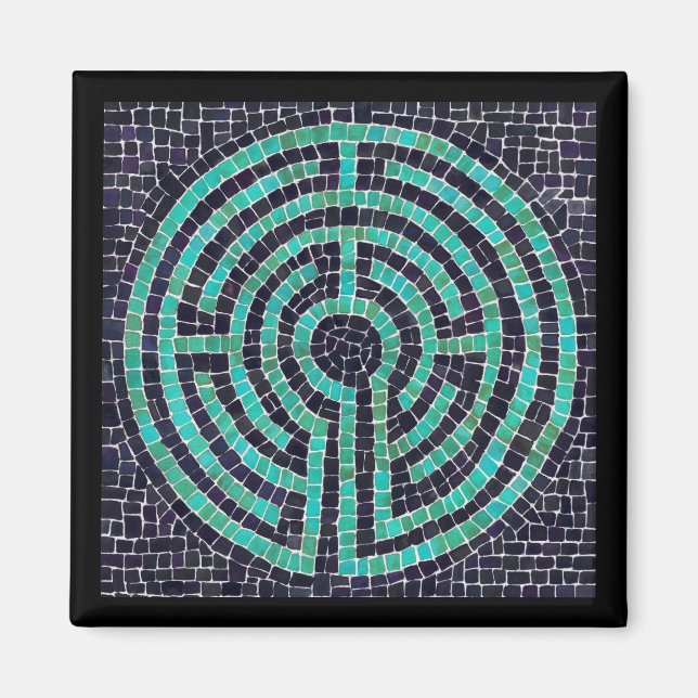 LABYRINTH III Fyrkantig Magnet - Svart (Framsidan)