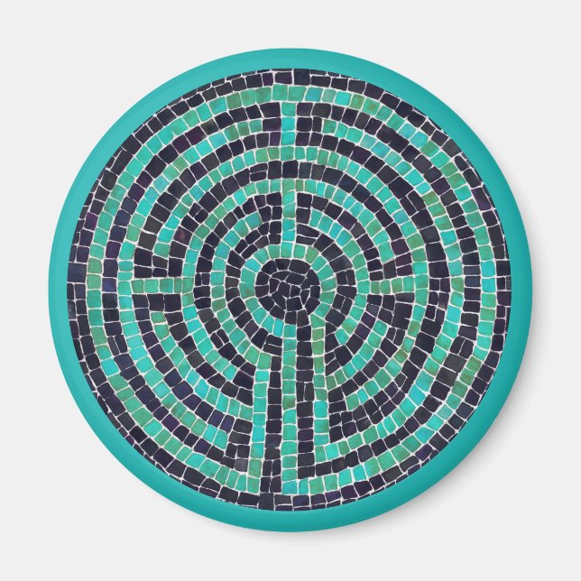 LABYRINTH III Round Magnet - Turkos (Framsidan)