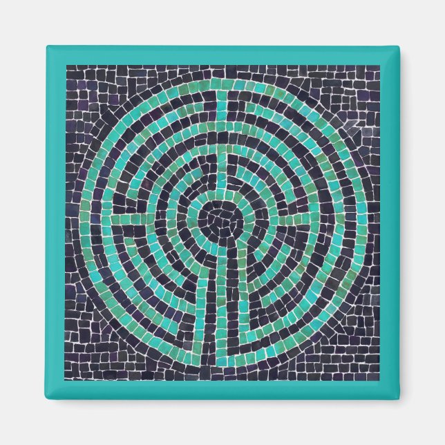LABYRINTH III Square Magnet - Turkos (Framsidan)