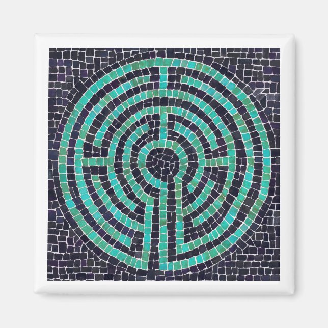 LABYRINTH III Square Magnet - Vit (Framsidan)