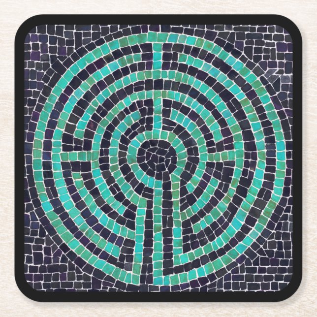 LABYRINTH III Square Papper Underlägg - Black Kvadrat (Framsidan)