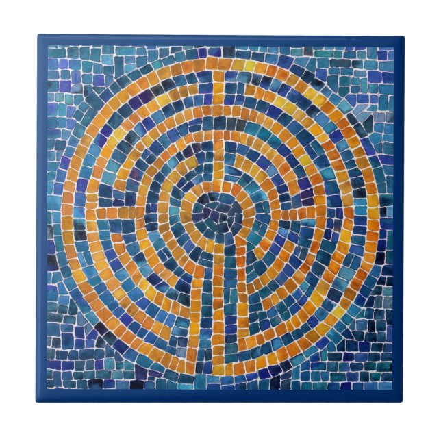 LABYRINTH IV 4,25x4,25 Keramisk Kakel - Blå (Framsidan)