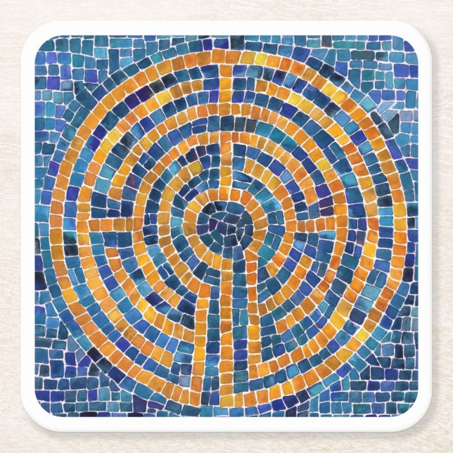 LABYRINTH IV Square Papper Underlägg - Vit Kvadrat (Framsidan)