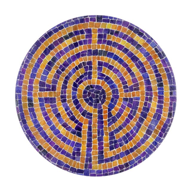 LABYRINTH MOSAIC 12-tums Round Glass Caking Board (Framsidan)