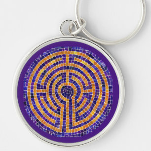 LABYRINTH MOSAIC Premium Round Keychain Rund Silverfärgad Nyckelring