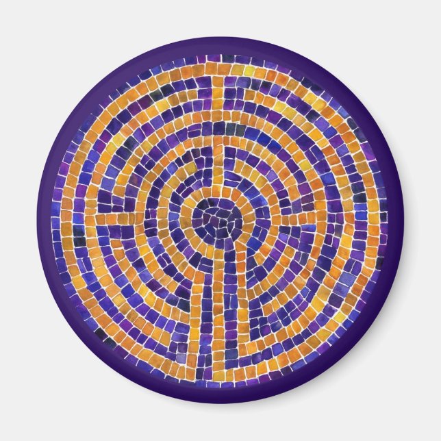 LABYRINTH MOSAIC Round Magnet - Lila (Framsidan)