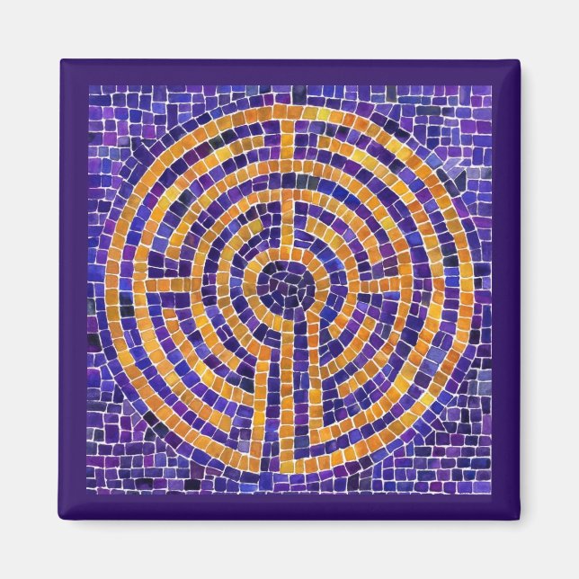 LABYRINTH MOSAIC Square Magnet - Lila (Framsidan)
