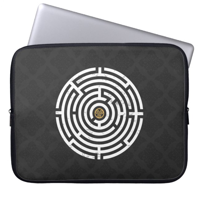 LABYRINTH TRISKELION TRIPLE CELTIC SPIRAL LAPTOP FODRAL (Framsidan)