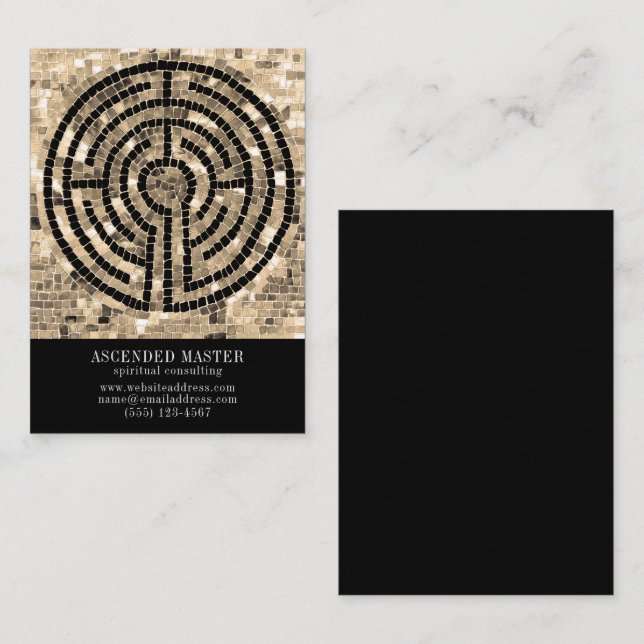 LABYRINTH V 3,5x2,5 Visitenkort - Svart Anteckningskort (Fram/baksida)