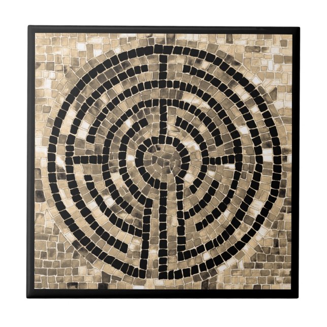 LABYRINTH V 4.25x4.25 keramiskt plattor - svart Kakelplatta (Framsidan)