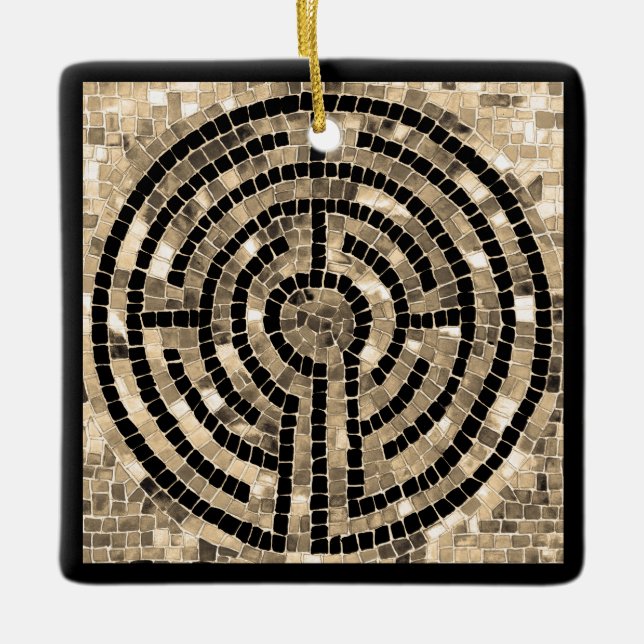 LABYRINTH V Ceramic Square Ornament (Framsida)