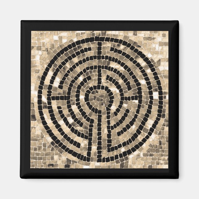 LABYRINTH V Fyrkantig Magnet - Svart (Framsidan)