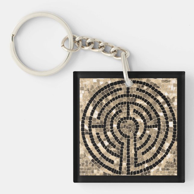 LABYRINTH V-kvadratisk akrylnyckelkedja (Framsidan)