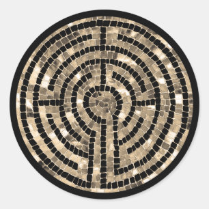 LABYRINTH V Large Round Stickers - svart Runt Klistermärke