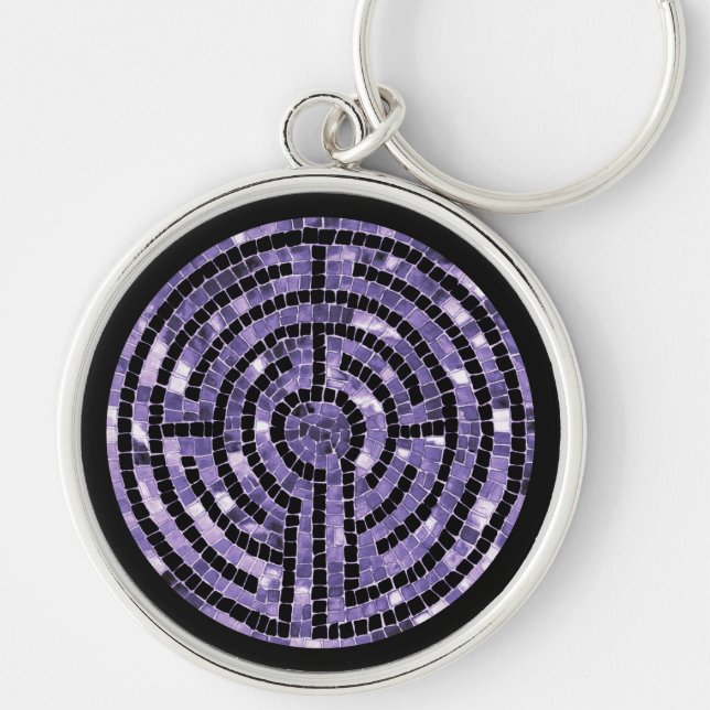 LABYRINTH VI Premium Round Keychain Rund Silverfärgad Nyckelring (Framsidan)