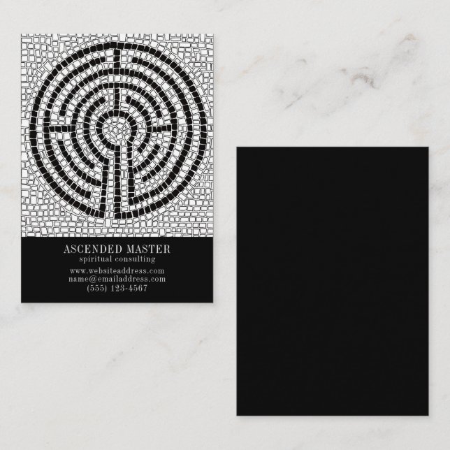 LABYRINTH VII 3.5x2.5 Visitenkort - Svart Anteckningskort (Fram/baksida)