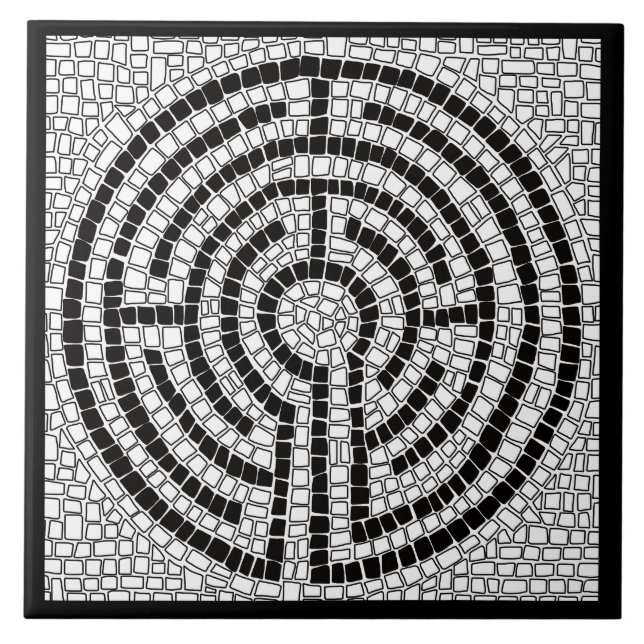 LABYRINTH VII 6x6 keramiskt plattor - svart Kakelplatta (Framsidan)