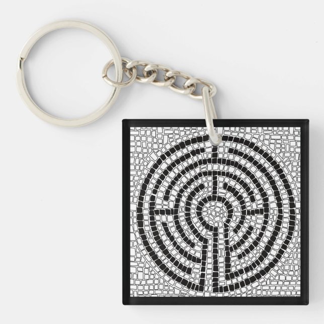 LABYRINTH VII - akrylisk kvadratnyckelkedja (Framsidan)