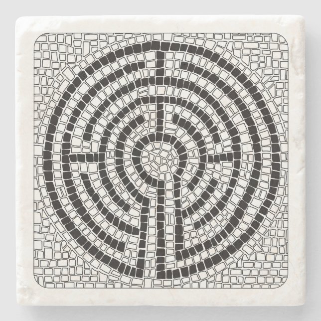 LABYRINTH VII Marmor Stenkofta - Vit Stenunderlägg (Framsidan)