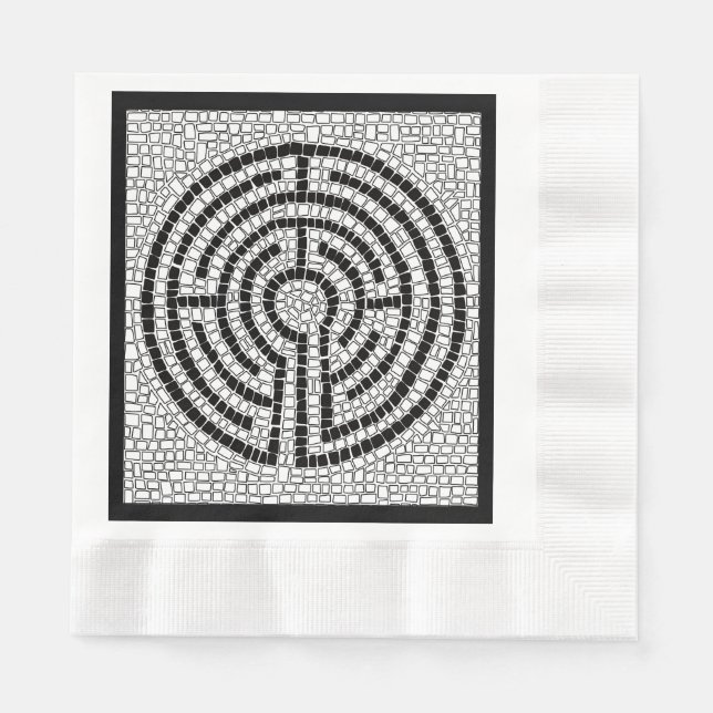 LABYRINTH VII Pärmservett med tryck - Svart Pappersservett (Framsidan)