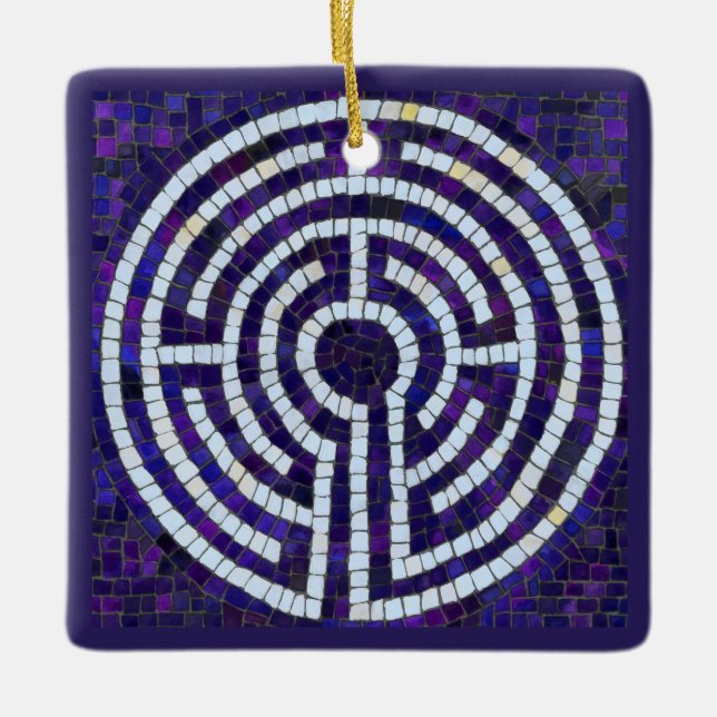LABYRINTH VIII Ceramic Square Ornament (Framsida)