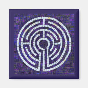 LABYRINTH VIII Fyrkantig Magnet - Violett