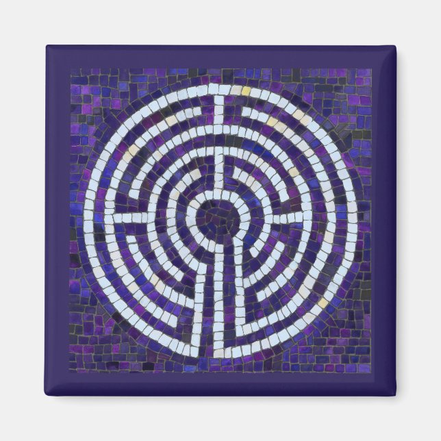 LABYRINTH VIII Fyrkantig Magnet - Violett (Framsidan)