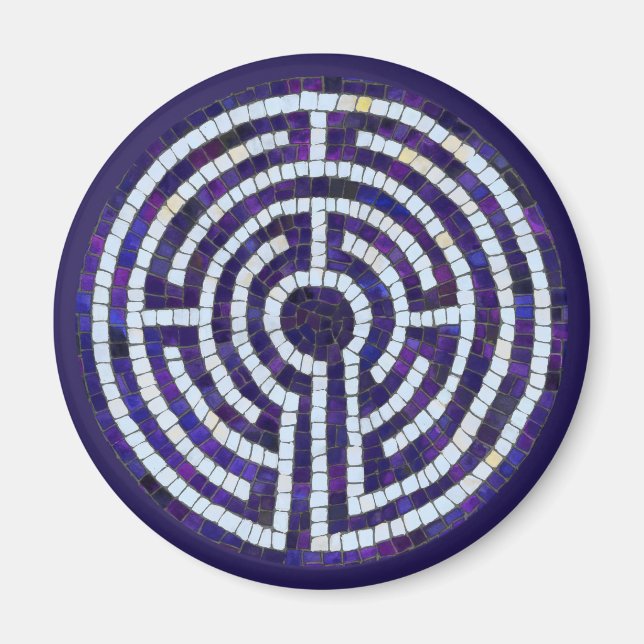 LABYRINTH VIII Rund Magnet - Violett (Framsidan)