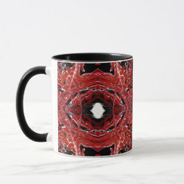 Labyrinthine Abstract Red Black White Fluid Art Mugg