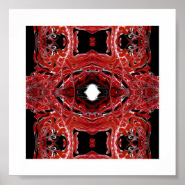 Labyrinthine Abstract Red Black White Fluid Art Poster