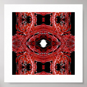 Labyrintisk röd abstrakt akryl fluid konst poster