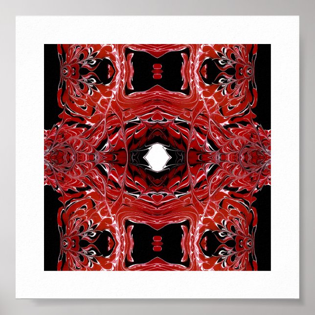 Labyrintisk röd abstrakt akryl fluid konst poster (Framsidan)