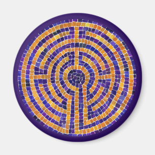 LABYRINTMOSAIK Rund Magnet - Lila