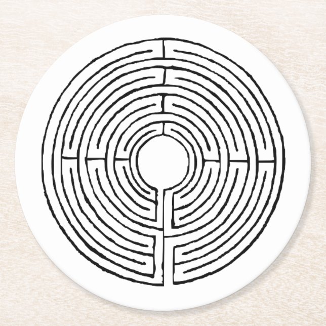 Labyrintunderlägg Underlägg Papper Rund (Framsidan)