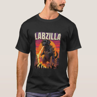Labzilla Jätte Svart Labrador Retriever Hund Monst T Shirt